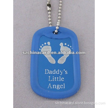 Preprinted metal dog tag with ball chain